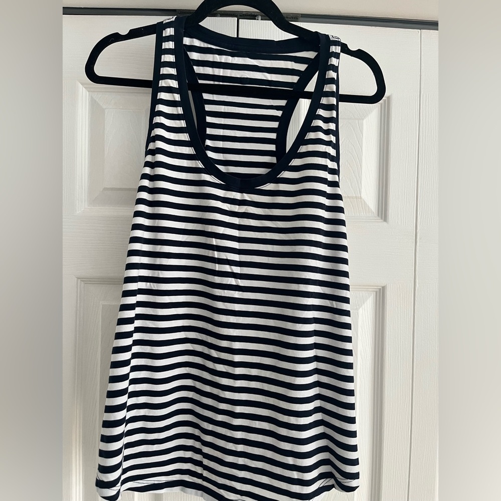 Lululemon Athletica Black and White Striped Tank Top